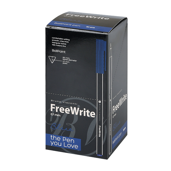 Ручка шариковая 0,7 мм "FreeWrite Black" СИНЯЯ 