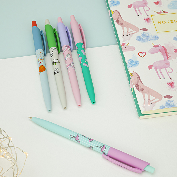 Ручка шариковая 0,5 мм "HappyClick. Эскимо" СИНЯЯ 