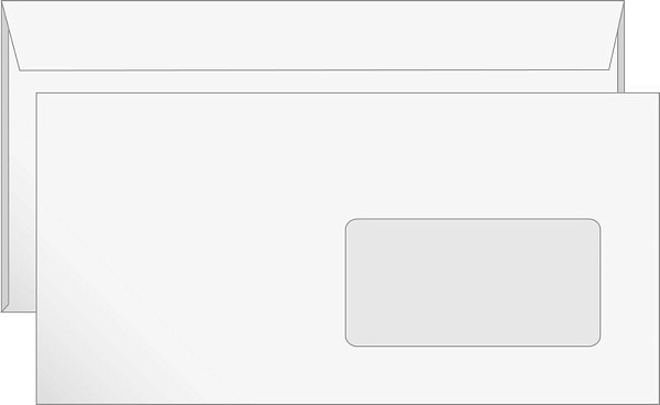 Конверт 110*220 Евро правое окно, чистый, отрывная лента