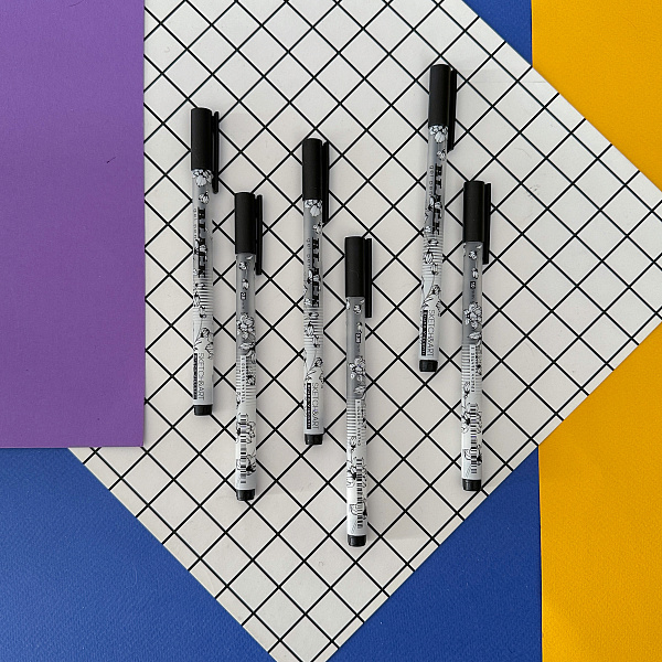 Набор ручек гелевых Sketch&Art "Uni Write.BLACK", 0.38 мм, 0.5 мм, 0.8 мм, 1.0 мм