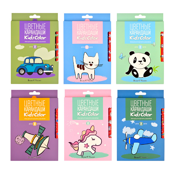 Карандаши 18 цв. "KidsColor" 6 видов