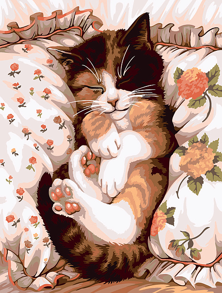 Картина по номерам 40*30 "Сны котика" "ФРЕЯ"