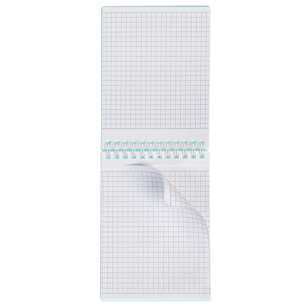 Блокнот А7 80 л. кл. на гребне "CANVAS" бирюза, пластиковая обложка