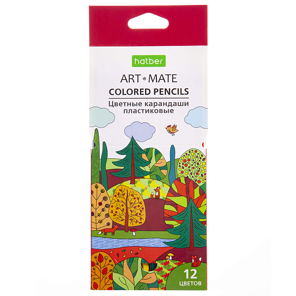 Карандаши 12 цв. "ECO" пластиковые "ART-Mate" с заточ. в карт.короб. с европодвесом