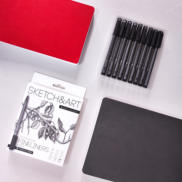 Набор линеров "SKETCH&ART" ЧЕРНОГО ЦВЕТА, 9 штук