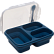 Ланчбокс складной герметичный "deVENTE" прямоугольный с 3-мя отделениями, 1300 мл, 24x17,5x7,5 см, в сложенном виде высота 4 см, силиконовый, с пластиковой крышкой, с пластиковой вилкой-ложкой в комплекте, темно-синий