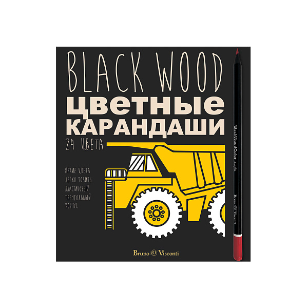 Карандаши 24 цв. "BlackWoodColor" пластиковые 4  вида