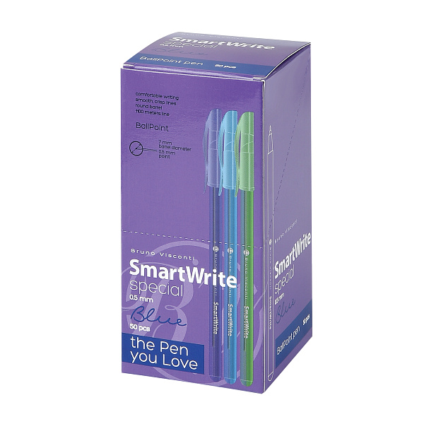 Ручка шариковая 0,5 мм "SmartWrite Special" СИНЯЯ (3 цвета)