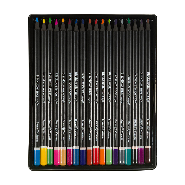 КАРАНДАШИ ЦВЕТНЫЕ ПЛАСТИКОВЫЕ  "Black Excellence" С ТОЧИЛКОЙ, 18 ЦВЕТОВ, 4 ВИДА (10702070/190723/3294953,КИТАЙ)