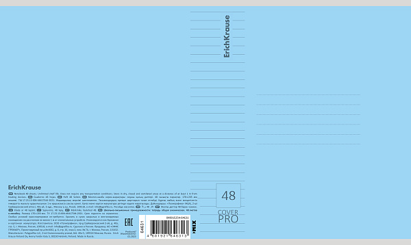 Тетрадь 48 листов в линию пластиковая обложка ErichKrause Классика CoverPrо glossy, А5+, на скобе  MIX-PACK
