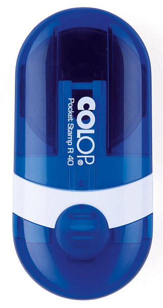 Оснастка для круглой печати карманная с футляром пластик. d40 мм, корпус индиго 