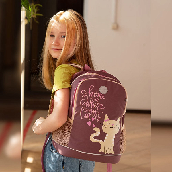 Рюкзак школьный д/дев (/1 темно-розовый)