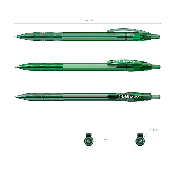 Ручка шариковая автомат. 0,7 мм  ErichKrause® ЗЕЛЕНАЯ, R-301 Original Matic  (в тубусе)