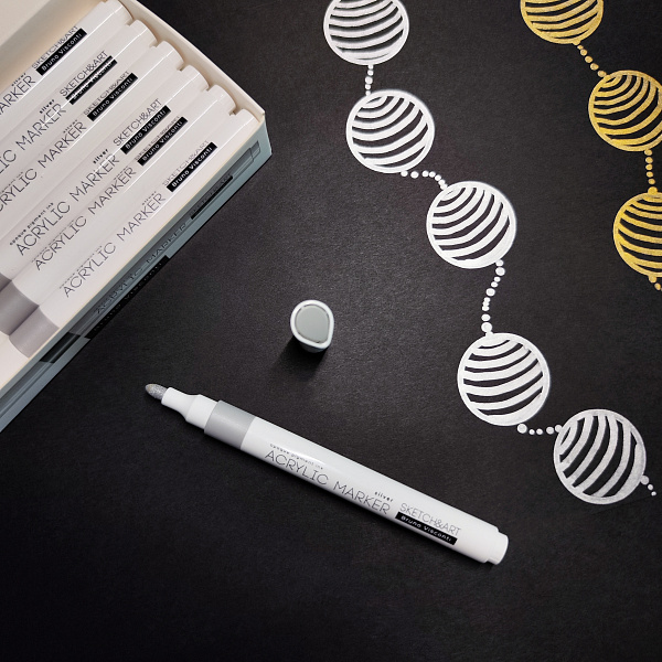 Маркер акриловый "SKETCH&ART" СЕРЕБРЯНЫЙ 