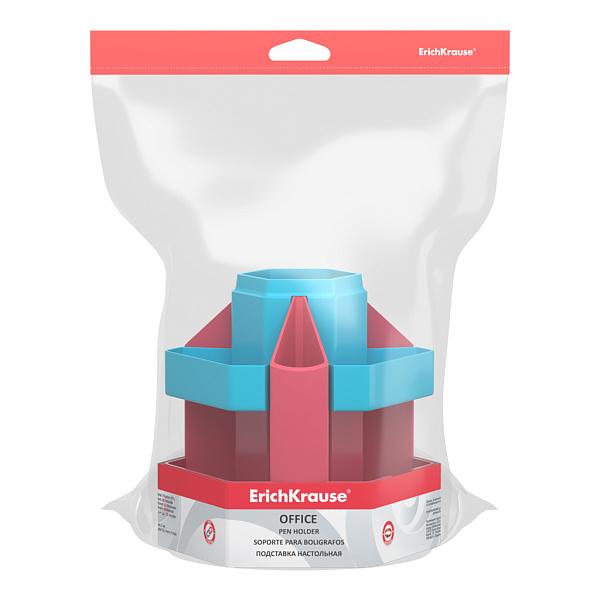 Подставка настольная вращающаяся пластиковая ErichKrause® Office, Bubble Gum, розовая с голубой вста