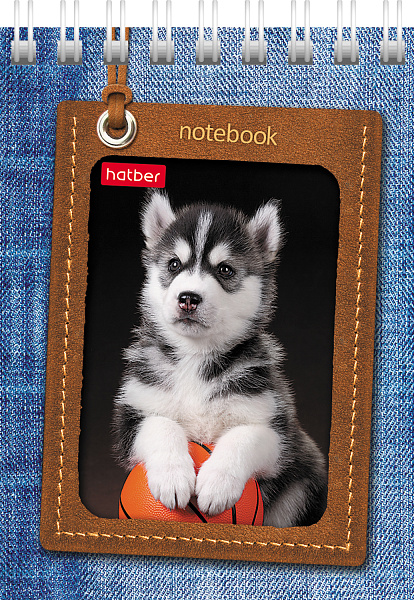 Блокнот А7 40 л. кл. на гребне "Щенки"