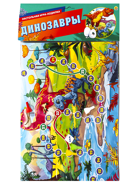 Игра настольная (ходилка) "Рыжий кот" МАКСИ-ИГРЫ "ДИНОЗАВРЫ"