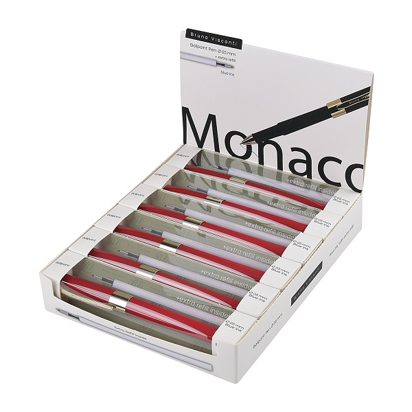 НАБОР: РУЧКА "MONACO" ШАРИКОВАЯ 0.5 ММ, СИНЯЯ (красный корпус) С ДОПОЛНИТЕЛЬНЫМ СТЕРЖНЕМ (10702070/100224/3059312,КИТАЙ)