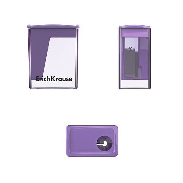 Точилка пластиковая ErichKrause City Mini, Pastel, с контейнером, ассорти (в коробке-дисплее по 28 шт)