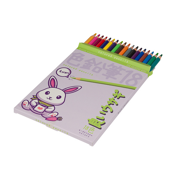 Карандаши 18 цв. "KAWAII ANIMALS" 4,0 ММ, пластиковые 4 ВИДА