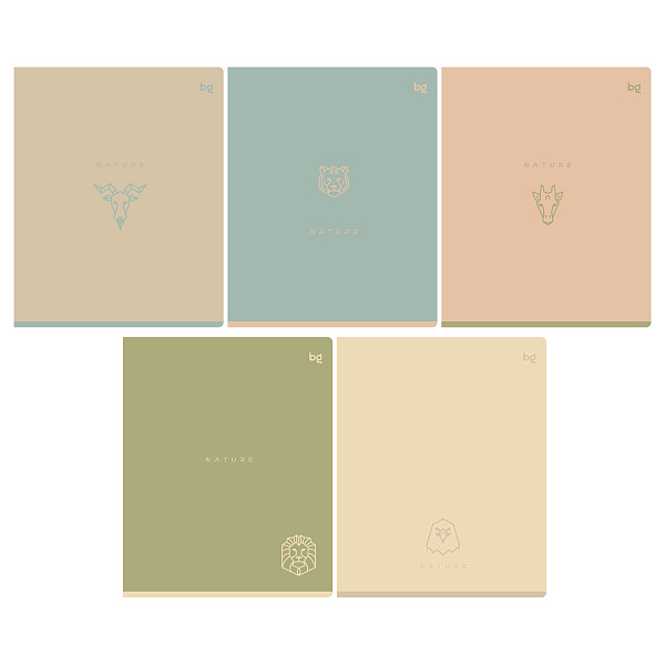 Тетрадь А5 48 листов в клетку, BG "Nature", обложка мелованный картон, soft-touch ламинация, 60 г/м2