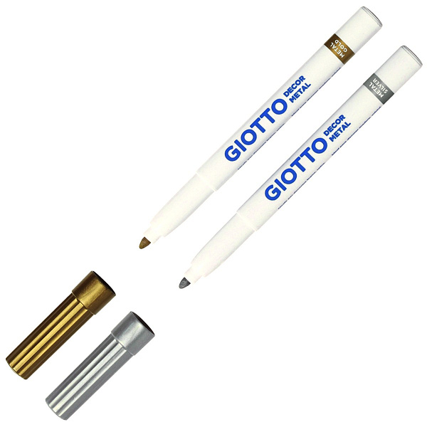 Фломастеры  2 шт. для декорирования "Giotto Decor Metal OR/AR"  с метал. эффектом в блист (зол/сер)