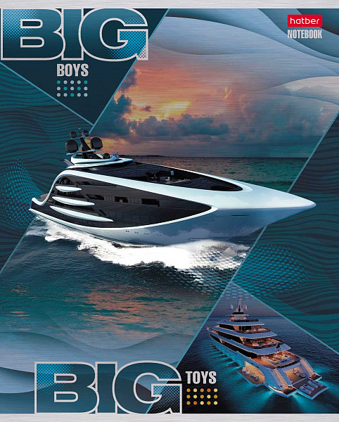 Тетрадь 48 л. кл. "BIG boys - BIG toys" 65г/кв.м металлизиров. картон, выб лак 5 диз.в блоке скругл.углы