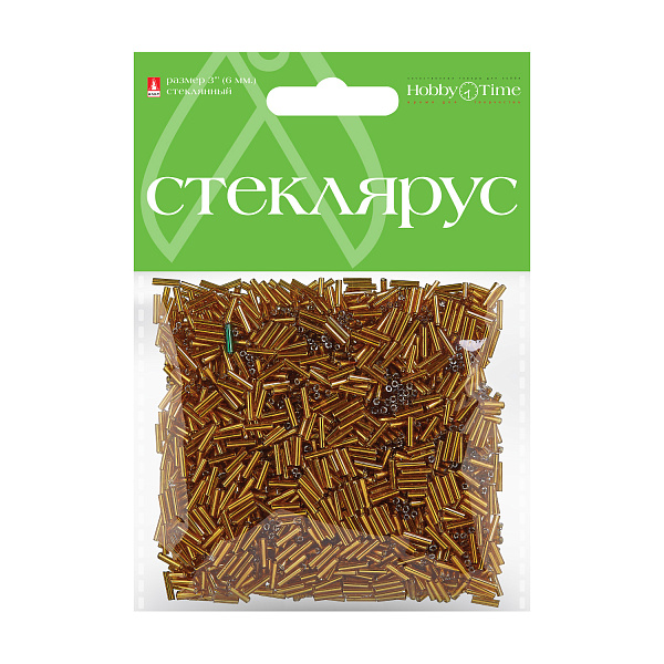 Стеклярус металлизированный, 6 мм, 60 гр, ЗОЛОТОЙ, №2