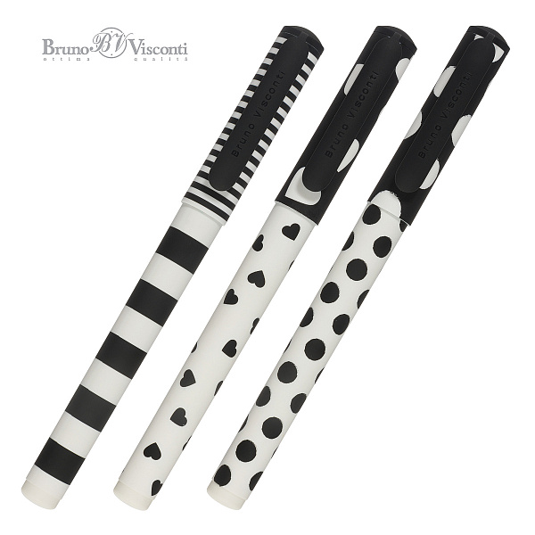 Ручка шариковая 0,7 мм "DreamWrite. Black&White" в тубусе Синие чернила, 3 вида 