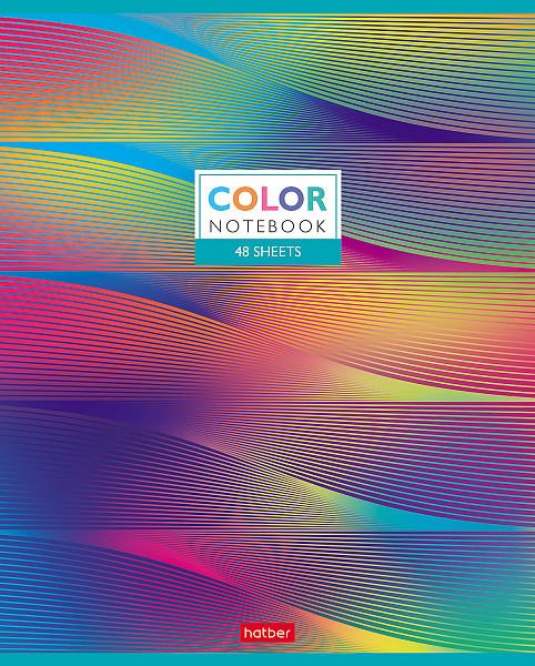 Тетрадь 48 л. кл. "Color" 65г/кв.м, металлизиров.картон 5 диз.в блоке скругл.углы серия
