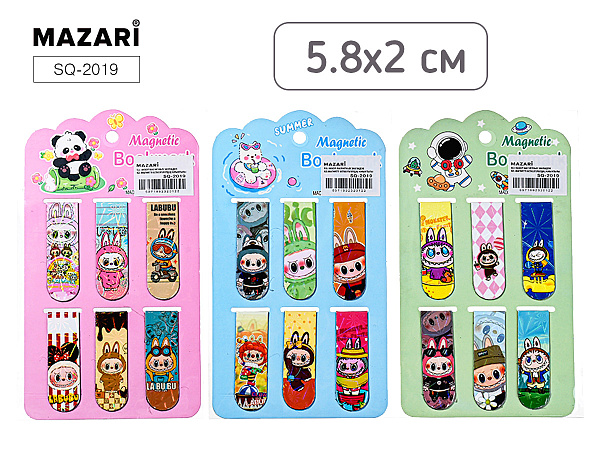 Набор закладок магнитных ЗУБАСТИК, 6 шт., 5.8х2см, ассорти 3 дизайна