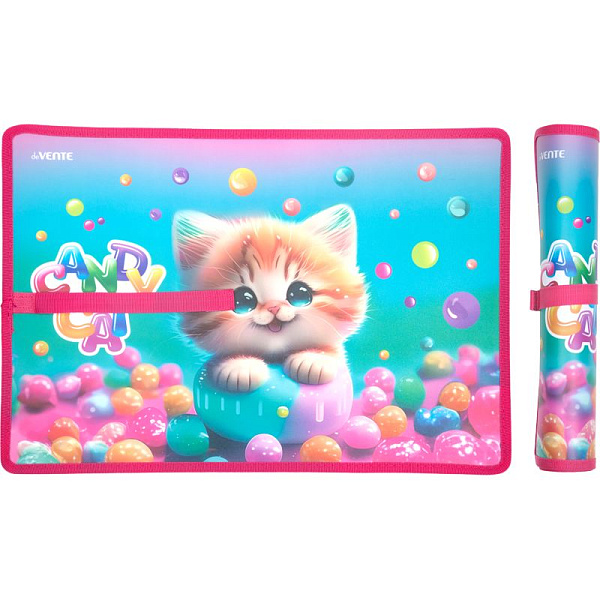 Накладка на стол пластиковая "deVENTE. Candy Cat" 43x29 см, 500 мкм, с цветным рисунком, с окантовкой и застежкой-липучкой, в пластиковом пакете