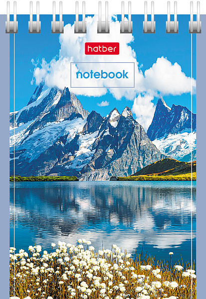 Блокнот А7 40 листов в клетку на гребне, "Великолепные пейзажи", обложка мелованный картон, 60 г/м2