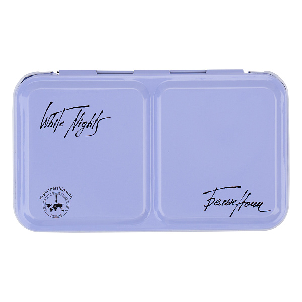 Пенал для акварели на 12 кювет с палитрой, металл, Белые ночи светло-голубой