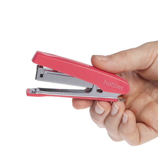 Степлер на 12 л. №10 Hatber Gentle Пластиковый 80 скоб захват 50мм с антистеплером Ассорти в картонной коробке