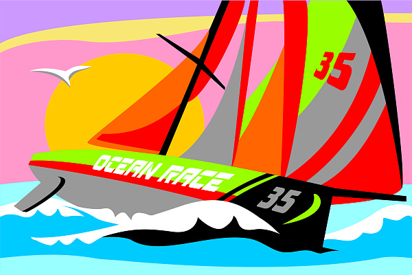 Картина по номерам для малышей ТРАНСПОРТ "Спортивный парусник"