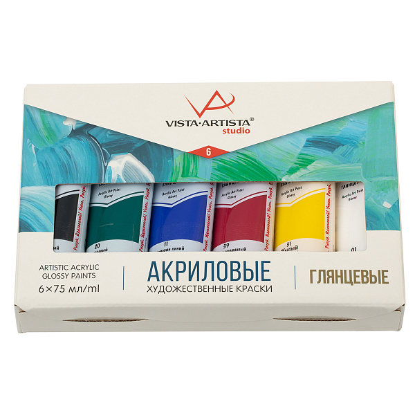Акрил 6 цв. 75 мл. "VISTA-ARTISTA" Studio набор  глянцевые