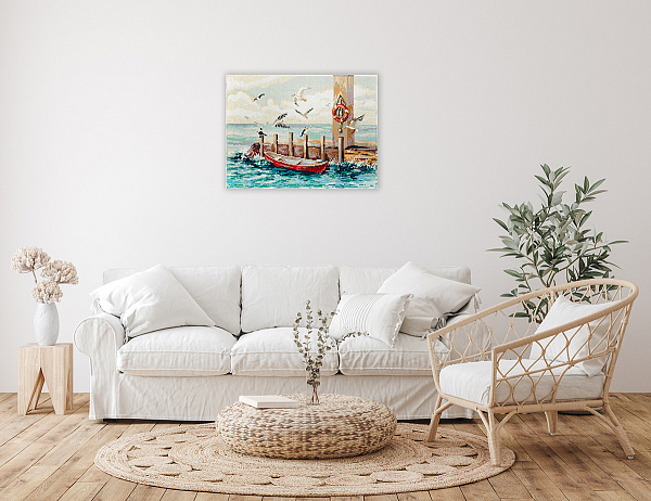 Алмазная мозаика 30*40 "ФРЕЯ" "Морской прибой" на подрамнике 