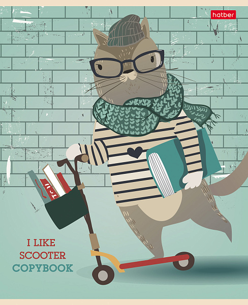 Тетрадь 48 л. кл. "I LIKE_sсooter" мат.ламин. 5 диз.в блоке скругл.углы 