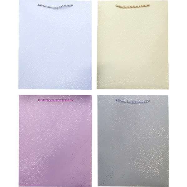Пакет подарочный бумажный "deVENTE. Pastel Pattern" вертикальный, 26x32x10 см, горячее тиснение, бумага 210 г/м², ассорти 4 дизайна