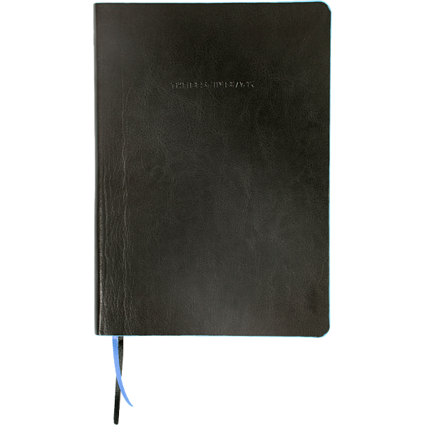 Ежедневник недат А5 "deVENTE. THE BEST IN BLACK" черный с голубым, 272 стр, белая бумага 70 г/м² с черным срезом, печать в 2 краски, мягкая обложка из искусственной кожи с голубым срезом, термо тиснение, перфорация, закругленные уголки, 2 ляссе, в те