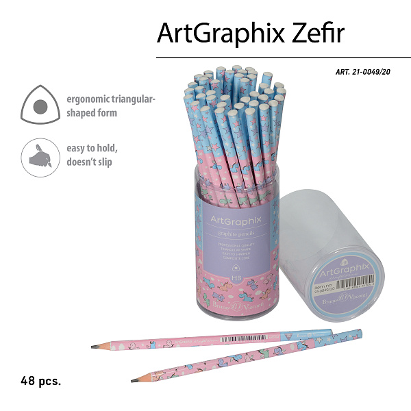 Карандаш ч/г HB "ArtGraphix. Zefir. Единорожки в облачках" (пластиковый корпус)