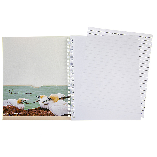 Тетрадь 96 л. без линовки на гребне "Velvet nature" с Шаблоном в клетку и линию