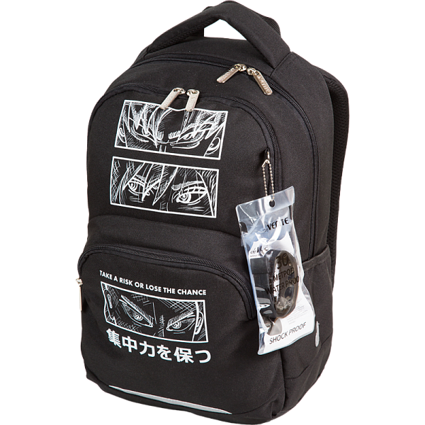 Рюкзак "deVENTE. Fit26. Fearless" школьный 39x26,5x15,5 см (18 л) 500 г, 2 отд. на молнии, одно с уплотненным отделением для ноутбука до 15 дюймов и книг и карманом для учебников, второе с органайзером, передний карман на молнии c карабином для ключе