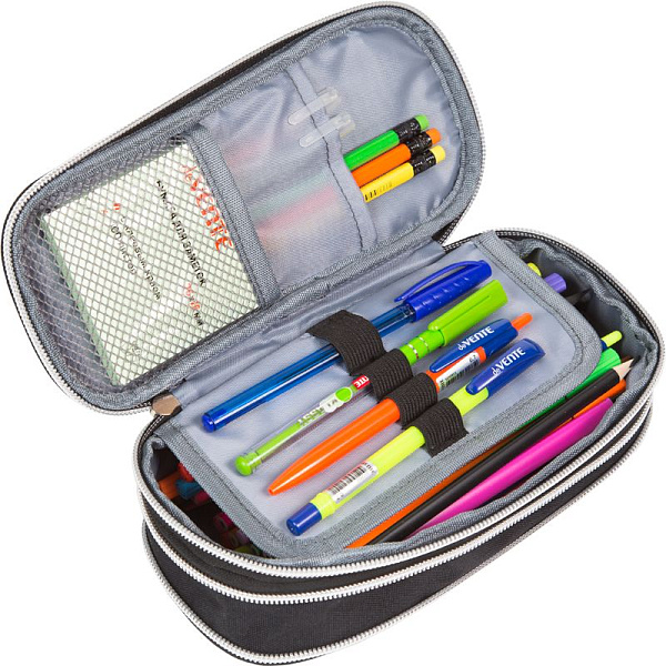 Пенал "deVENTE. New Vision" 21x8x3(7) см, овальный с возможностью расширения для 90 пр. с внешним открытым карманом, с внутренним органайзером-створкой, 2-мя внутренними открытыми карманами, высококачественный полиэстер и светоотражающая ткань, тракт