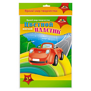 Пластик цветной мягкий А4 4 цв. ПЭТ "Машинка" 