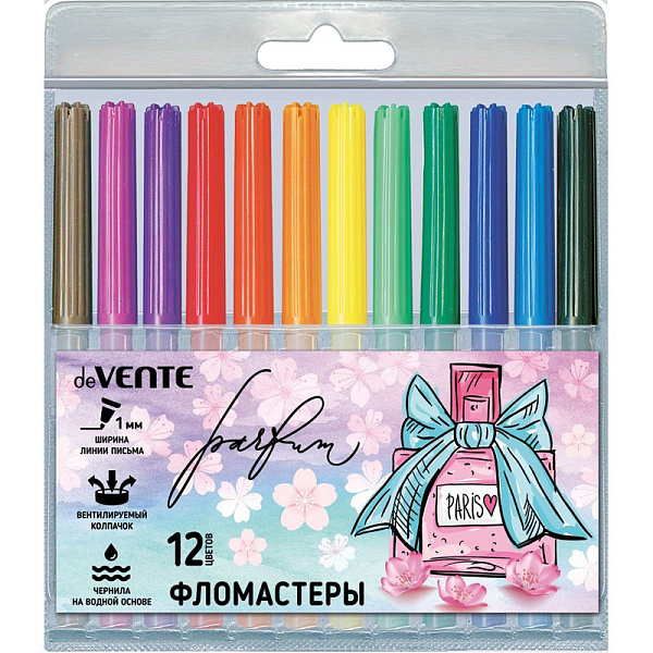 Фломастеры 12 цв. "deVENTE. Perfumel" в блистере, с вентилируемым колпачком 