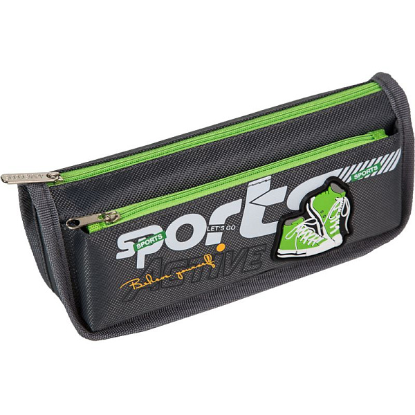 Пенал "deVENTE. Sport Boots" 21x8,5x7 см, прямоуг.для 60 пр.текстил. на молнии, с каучуковой аппликацией
