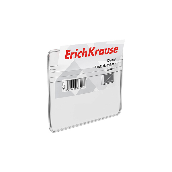 Бейдж горизонтальный в комплекте с лентой ErichKrause вставка 95х58 мм, прозрачный, цвет ленты ассорти, в пакете
