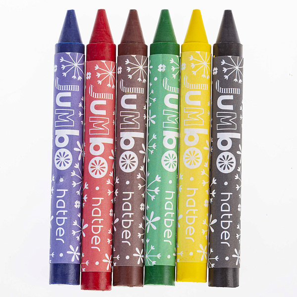 Мелки восковые 6 цв. Hatber "Котенок" JUMBO круглый корпус диаметр 11мм  в карт.кор. с европодвесом